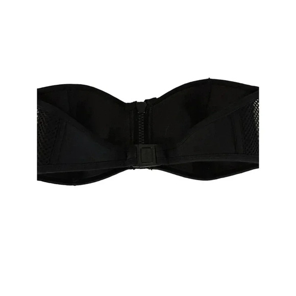 Triangl Black Mesh Neoprene Strapless Zipper Bikini Top Size Medium - Picture 9 of 10